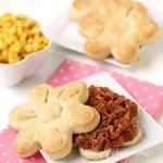 Make homemade cream biscuits into pretty daisy sandwiches topped with Smokehouse BBQ pork. for Mother's Day or any day.