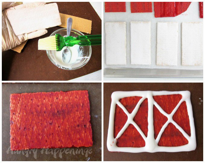 How to build a red barn out of graham crackers. See the step-by-step tutorial at HungryHappenings.com.