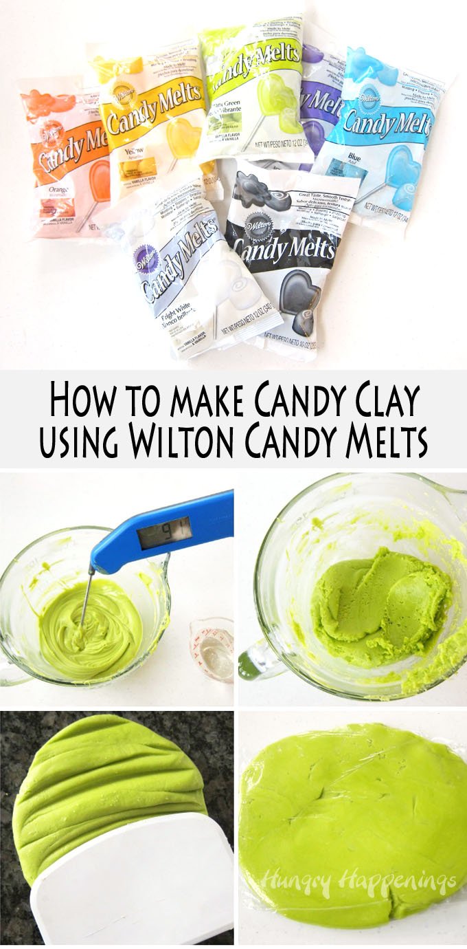Use colored candy melts to make candy clay then use it to decorate cupcakes, cookies, cakes, and more sweet treats. 