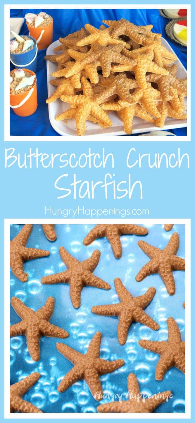Sweet little Butterscotch Crunch Starfish make wonderful treats for your beach party or pool party. 
