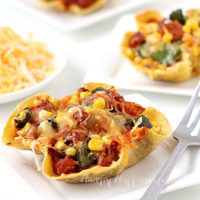 Chicken and Cheese Enchilada Bowls with Poblano Peppers and Corn