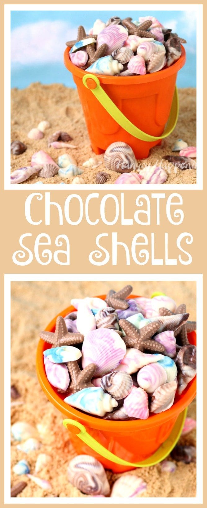Swirl colored chocolate together to create beautiful Chocolate Sea Shells. See the step-by-step tutorial at HungryHappenings.com.