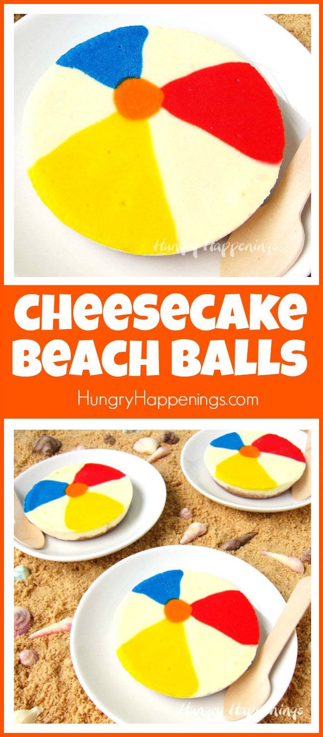 Decorate small cheesecakes to look like Cheesecake Beach Balls for your pool party this summer.