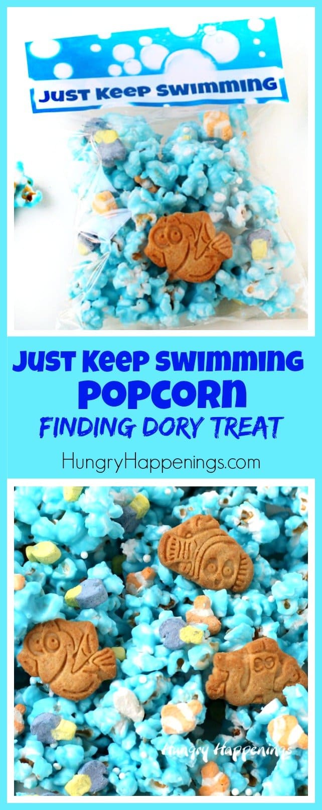 Package up some fun Finding Dory Treats to use as party favors. These "Just Keep Swimming Popcorn" bags are perfect party treats. 