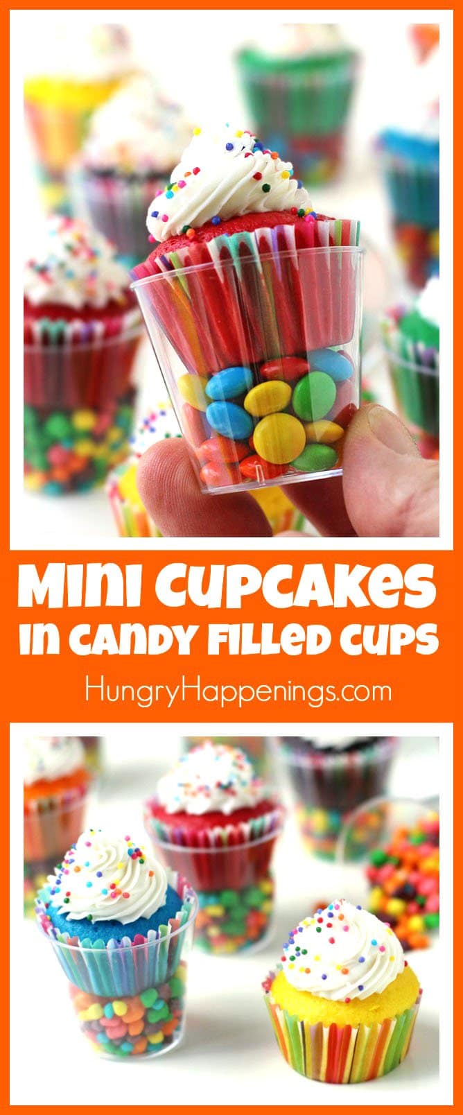 Serve Mini Cupcakes in Candy Filled Shot Glasses at your kid's birthday party or special event. They are quick and easy to make and fun to serve.