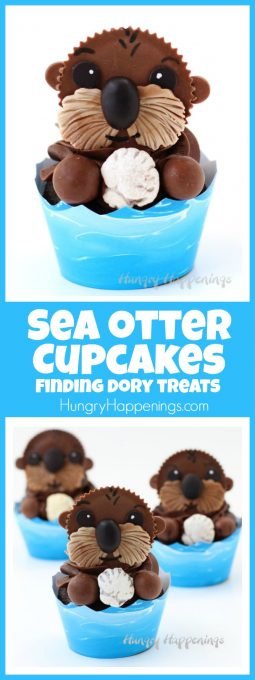 Your kids will squeal with delight when you serve them these adorably cute Sea Otter Cupcakes at your Finding Dory party. 