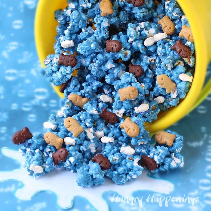 Under the Sea Popcorn filled with S'mores Graham Crackers and marshmallow fish.