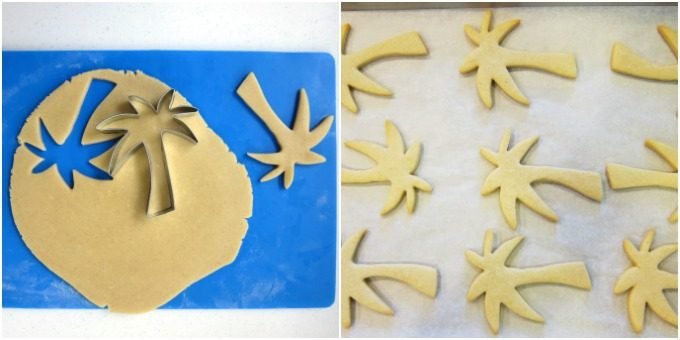 Make sugar cookie dough then cut out using palm tree cookie cutters. These Palm Tree Cookies are perfect for your pool party, luau, or oceanfront event.