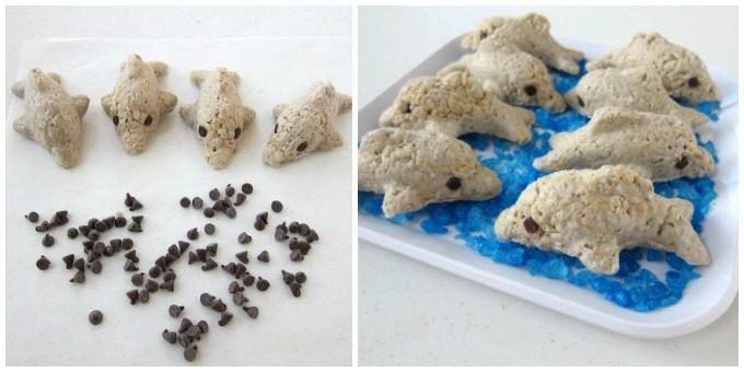 Decorate rice krispie treats to look like dolphins for a beach themed party.