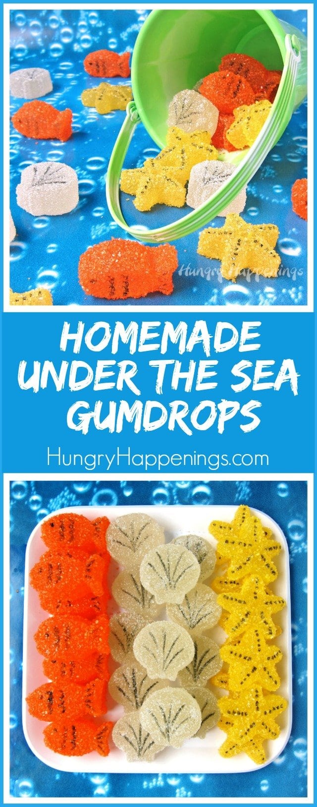 Make homemade gumdrops into sweet little sea creatures. These Homemade Under the Sea Gumdrops can be made into Goldfish, Starfish, and Sea Shells. 