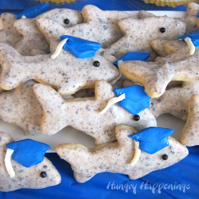 Cookies and Cream Candy Coated Shark Cookies