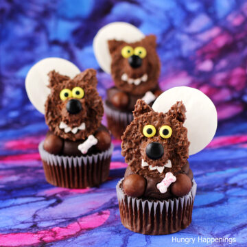 werewolf cupcakes made with Reese's Cups and candy.