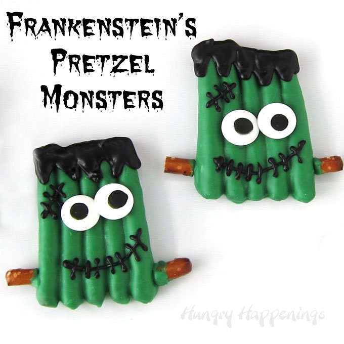 Go into your kitchen laboratory and transform a Halloween craft into these sweet Frankenstein's Pretzel Monsters.