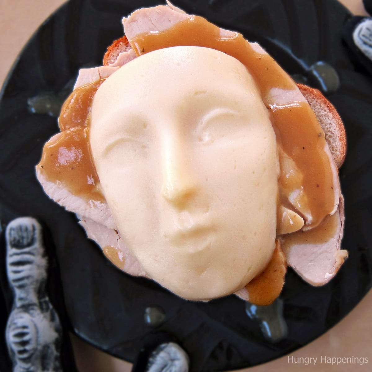 Open FACE Sandwich with a Creepy Mashed Potato Face