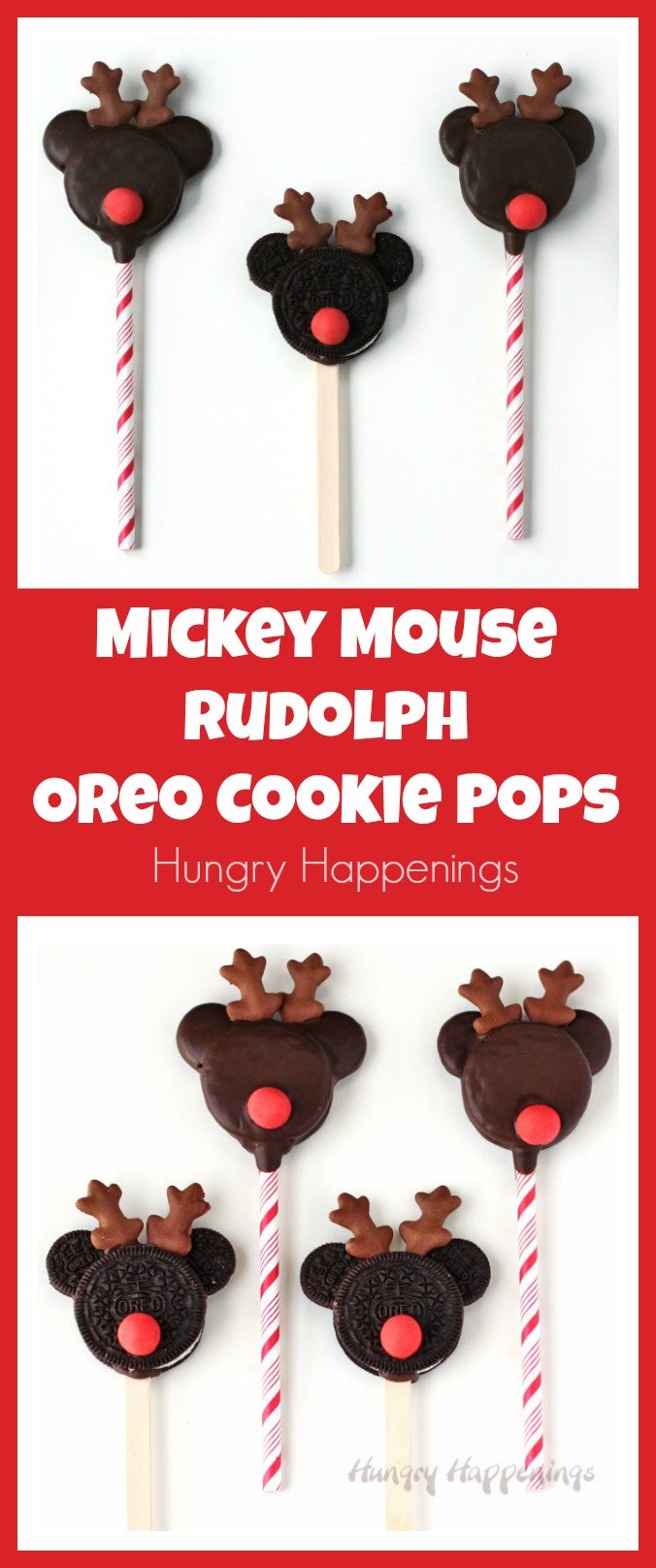 Mickey Mouse Rudolph Oreo Cookie Pops for Christmas