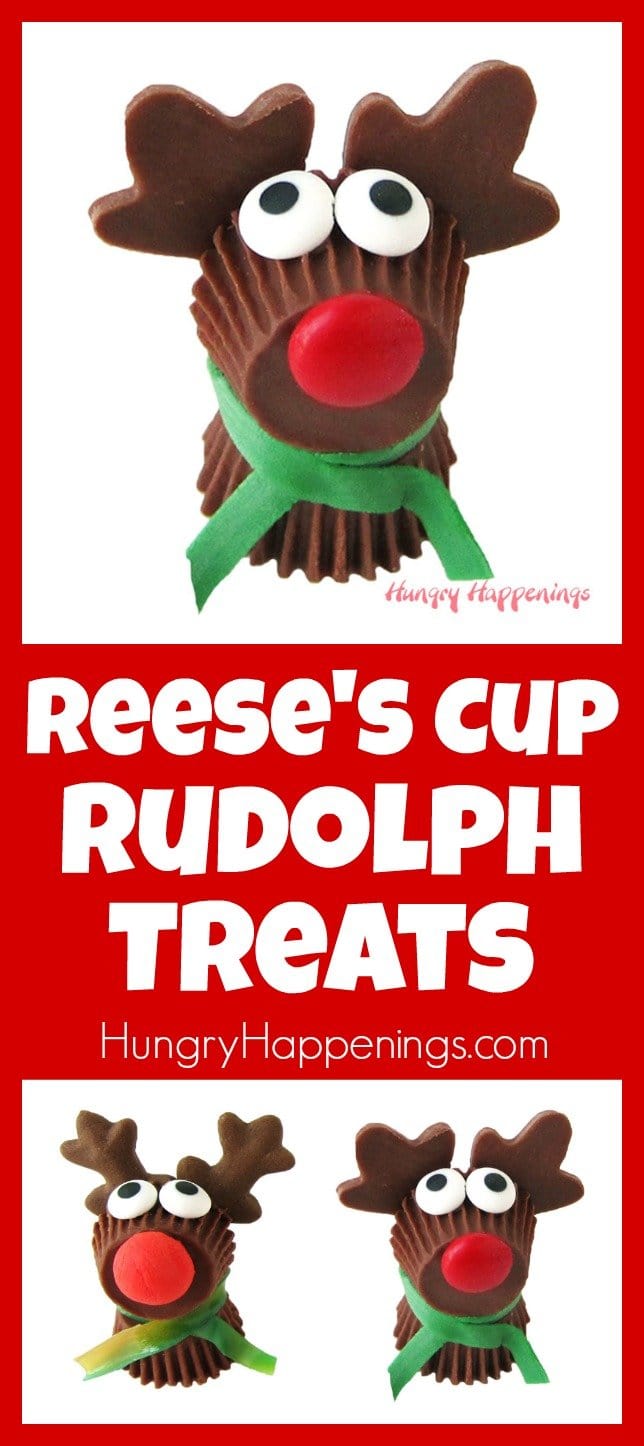 Rudolph the Red Nose Reindeer has never looked sweeter. That's because he's made out of chocolate and candy. See how easy these Reese's Cup Rudolph Treats are to make in a video tutorial at HungryHappenings.com.