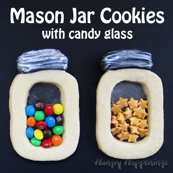 Fill your Mason Jar Cookies with Candy Glass with your favorite sprinkles or candies for any holiday or special occasion. These stained glass style cookies are perfect for Christmas, Valentine's Day, birthdays, or baby showers.