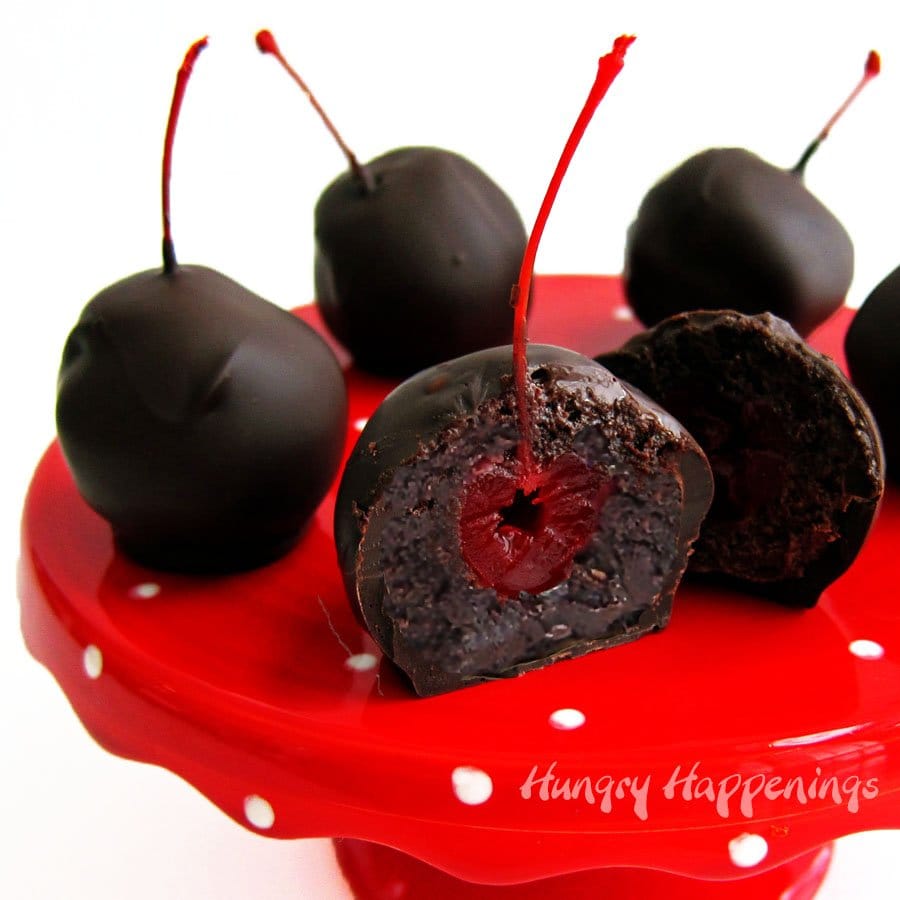 Marry a chocolate cake ball with a chocolate dipped maraschino cherry to get these amazing Chocolate Cherry Bombs.