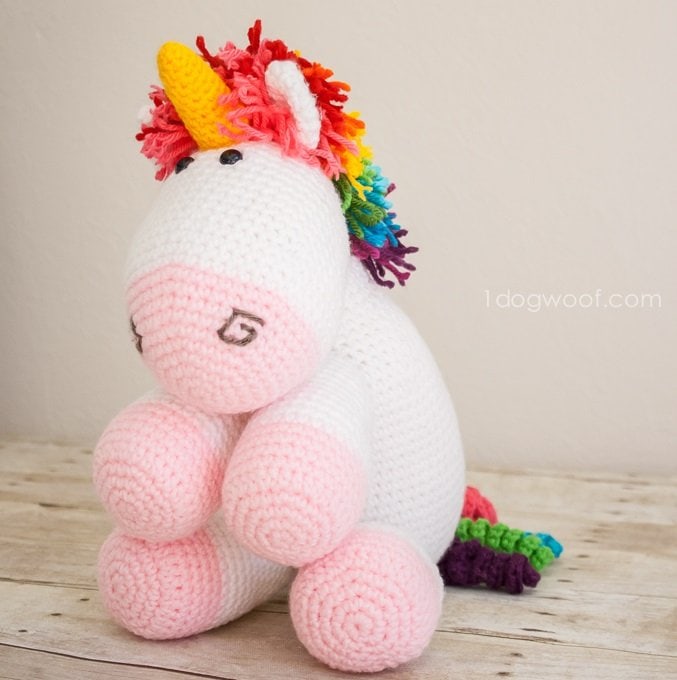 This adorable DIY Crocheted Rainbow Unicorn makes a fantastic handmade gift
