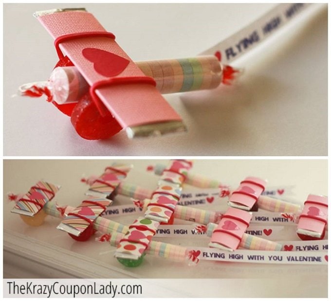 With a stick of gum and a pack of Smarties, you can make these cute Flying High With You Airplane Valentine's Day treats for the classroom