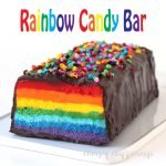 Cut into this chocolate covered nougat bar to reveal brilliantly colored layers of red, orange, yellow, green, blue, indigo, and purple. This Giant Rainbow Candy Bar will brighten anyone's day.