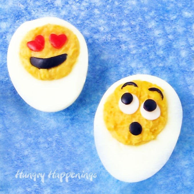 Bring some smiles to the table when you serve Deviled Egg Emoji. These fun appetizers are great for Easter, picnics, or potlucks and are easy to make using black olives and sweet red bell peppers.