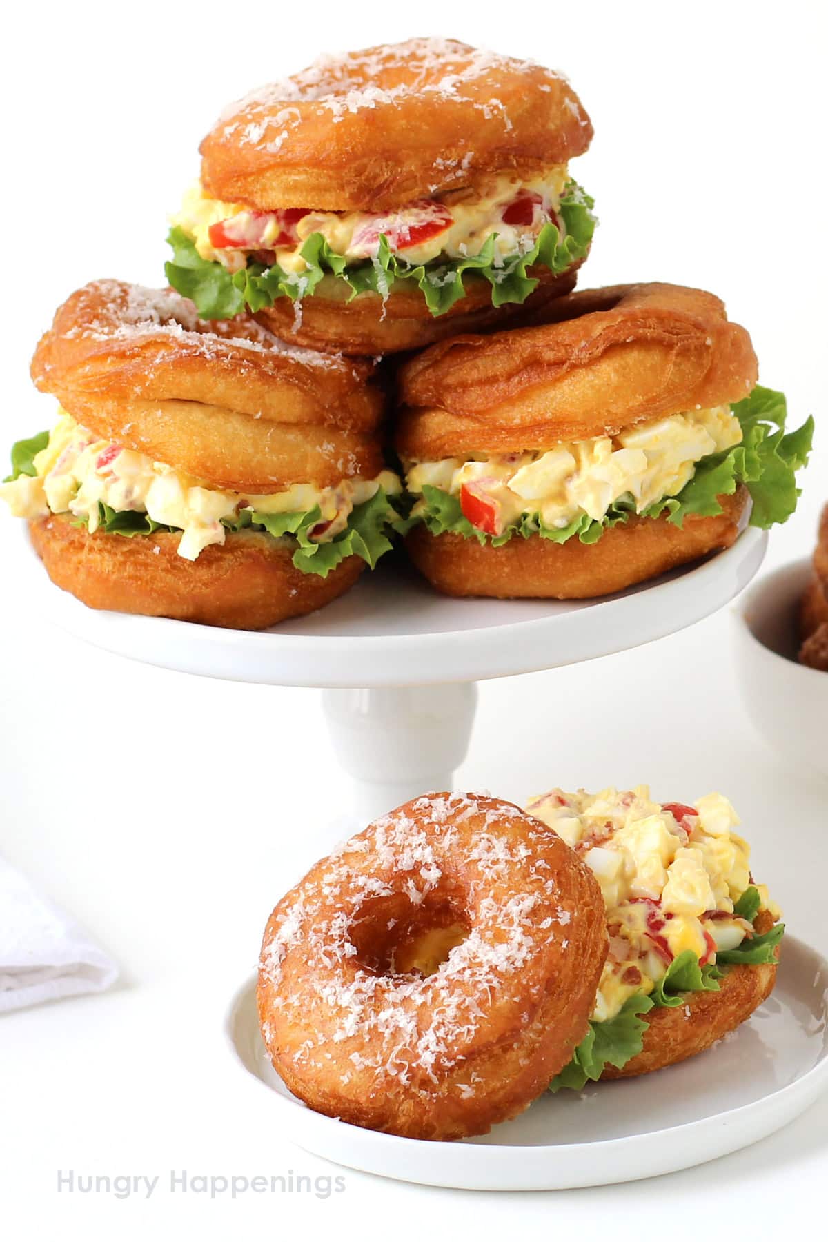 donut sandwich with blt egg salad.