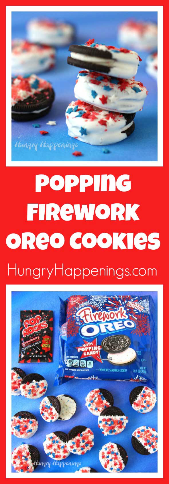 Celebrate Memorial Day, 4th of July or Labor Day with some double Popping Firework Oreo Cookies. With each bite, you'll enjoy the sweet sensation of fireworks popping in your mouth. 