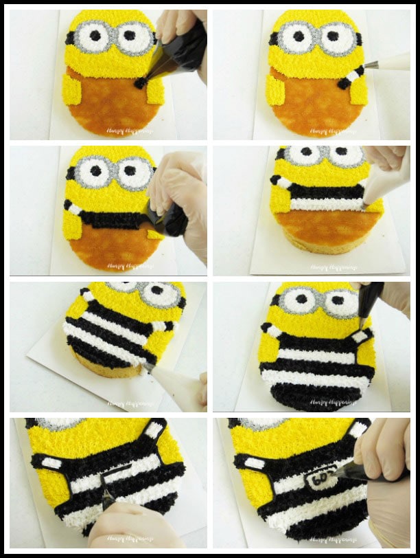 How to frosting a Minion Cake wearing a prisoner uniform.