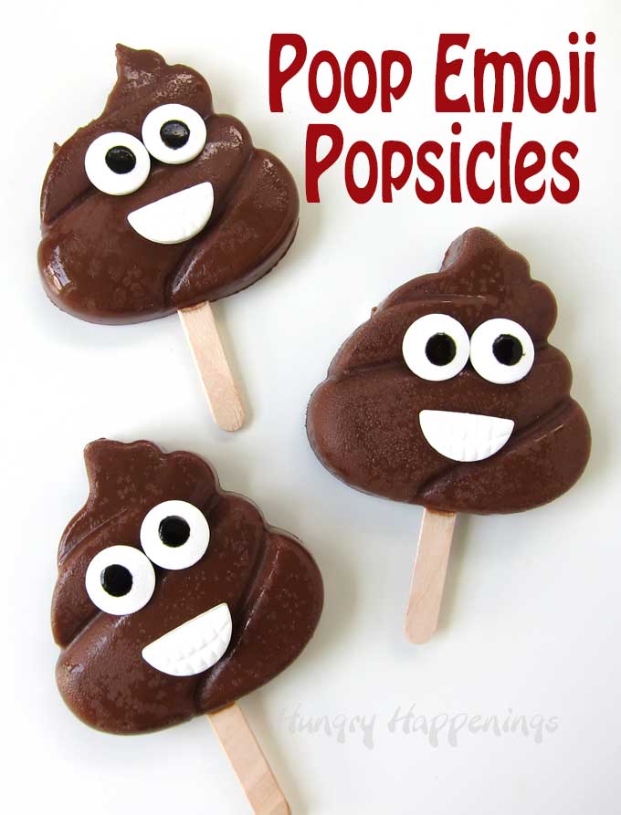 These 2-ingredient Chocolate Poop Emoji Popsicles are so stinking cute! These chocolate treats will tickle your taste buds and your funny bone. 