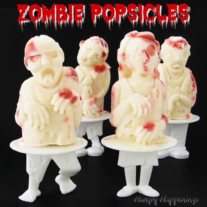 Raspberry Cheesecake Zombie Popsicles. 3-D frozen treats. 