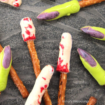 creepy zombie fingers and witch finger pretzels.
