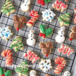 Christmas Spritz Cookies - snowman, snowflakes, trees, holly, reindeer, and candy canes