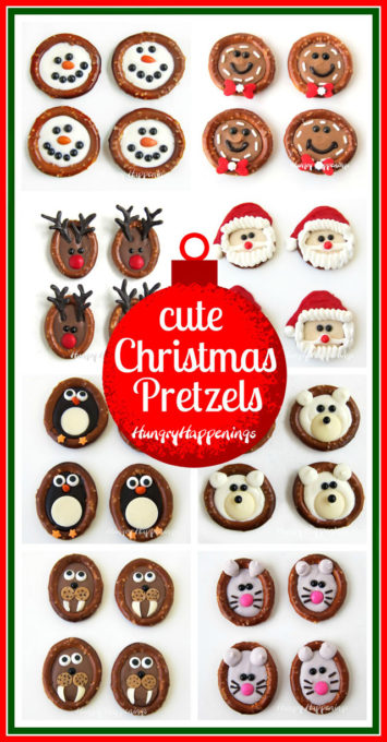 Chocolate Christmas Pretzels never looked so cute. Make one or all of these adorable designs including Snowmen, Santa, Rudolph, Gingerbread Men, Polar Bears, Penguins, Walrus, and a Christmas Mouse.
