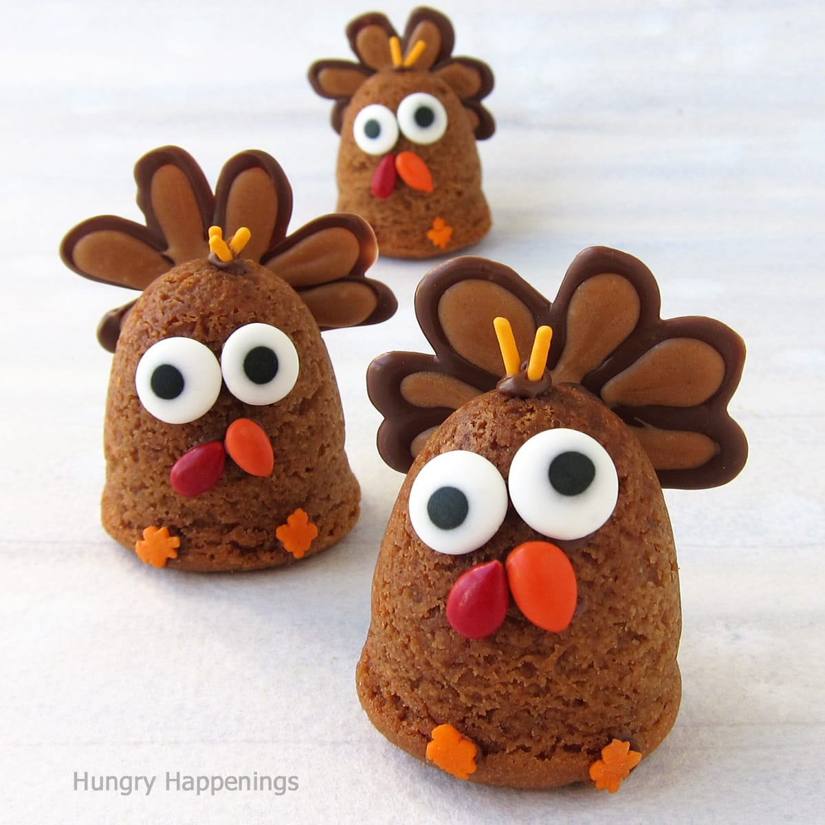 Turkey Cookies made with decorated peanut butter cookies.