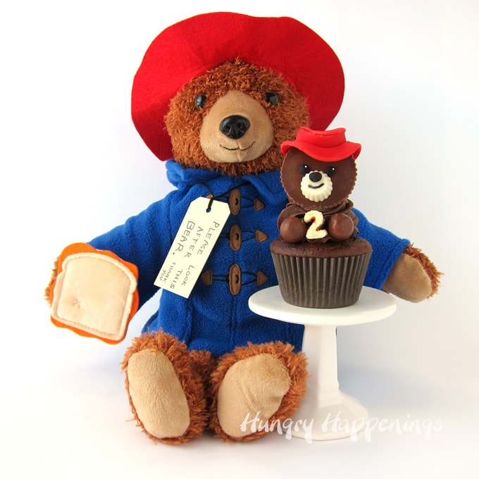 Paddington Bear Cucpakes - Peanut Butter Cup Topped Chocolate Cupcakes