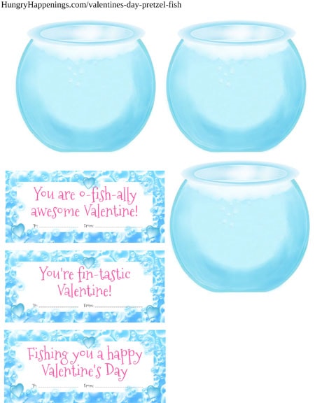 Valentine's Day Pretzel Fish Printable Fish Bold and Bag Toppers