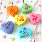Mini Conversation Heart Cakes with White Chocolate Ganache Glaze for Valentine's Day