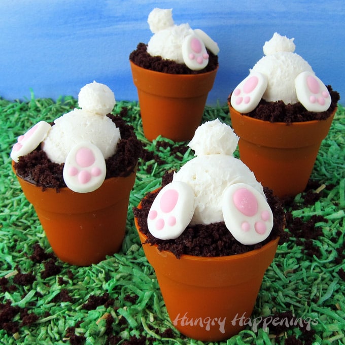 Bunny Butt Cupcakes in Silicone Flower Pots