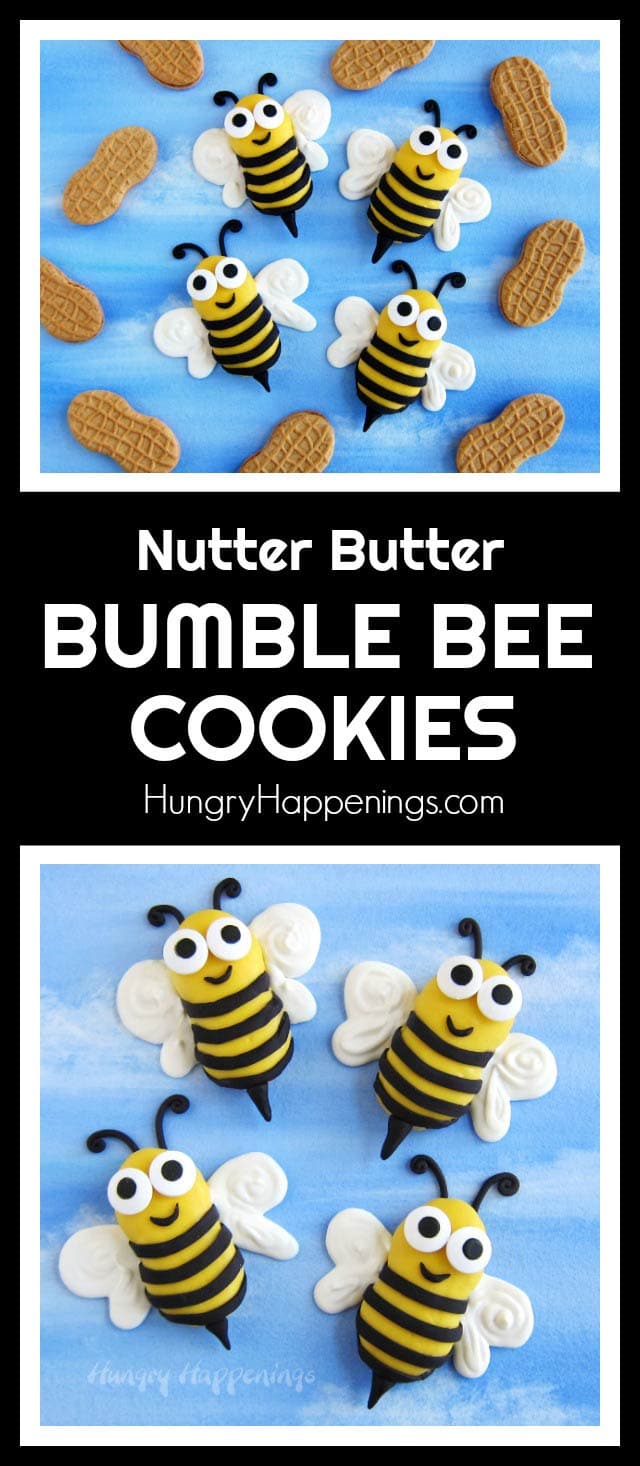 Have fun making these sweet Bumble Bee Cookies using candy melts and modeling chocolate (candy clay). These Decorated Nutter Butter Cookies could not be any cuter with their bright yellow and black striped bodies, sweet expressive candy eyes, and angelic white wings.