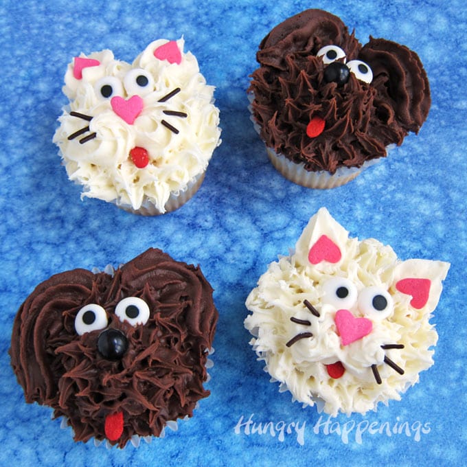 Chocolate Dog Cupcakes and Vanilla Cat Cupcakes