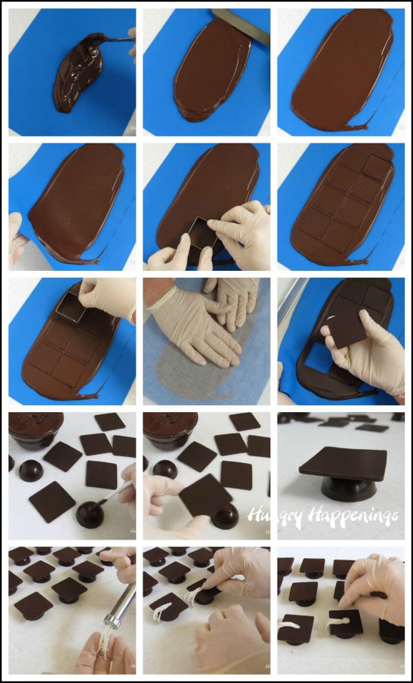 How to decorate chocolate peanut butter cup graduation caps.