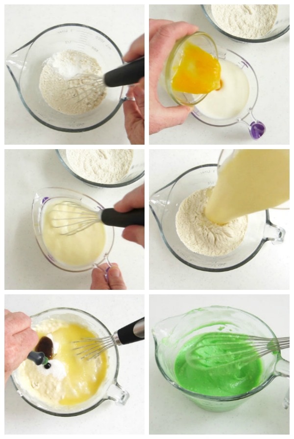 collage of images showing how to make fluffy homemade pancakes