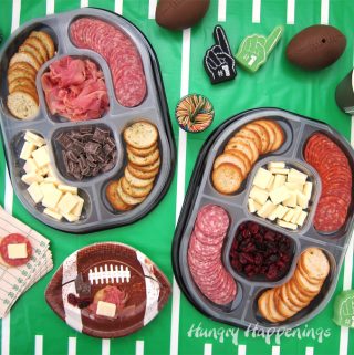 Hillshire Social Snacking Platters on a football field table cloth