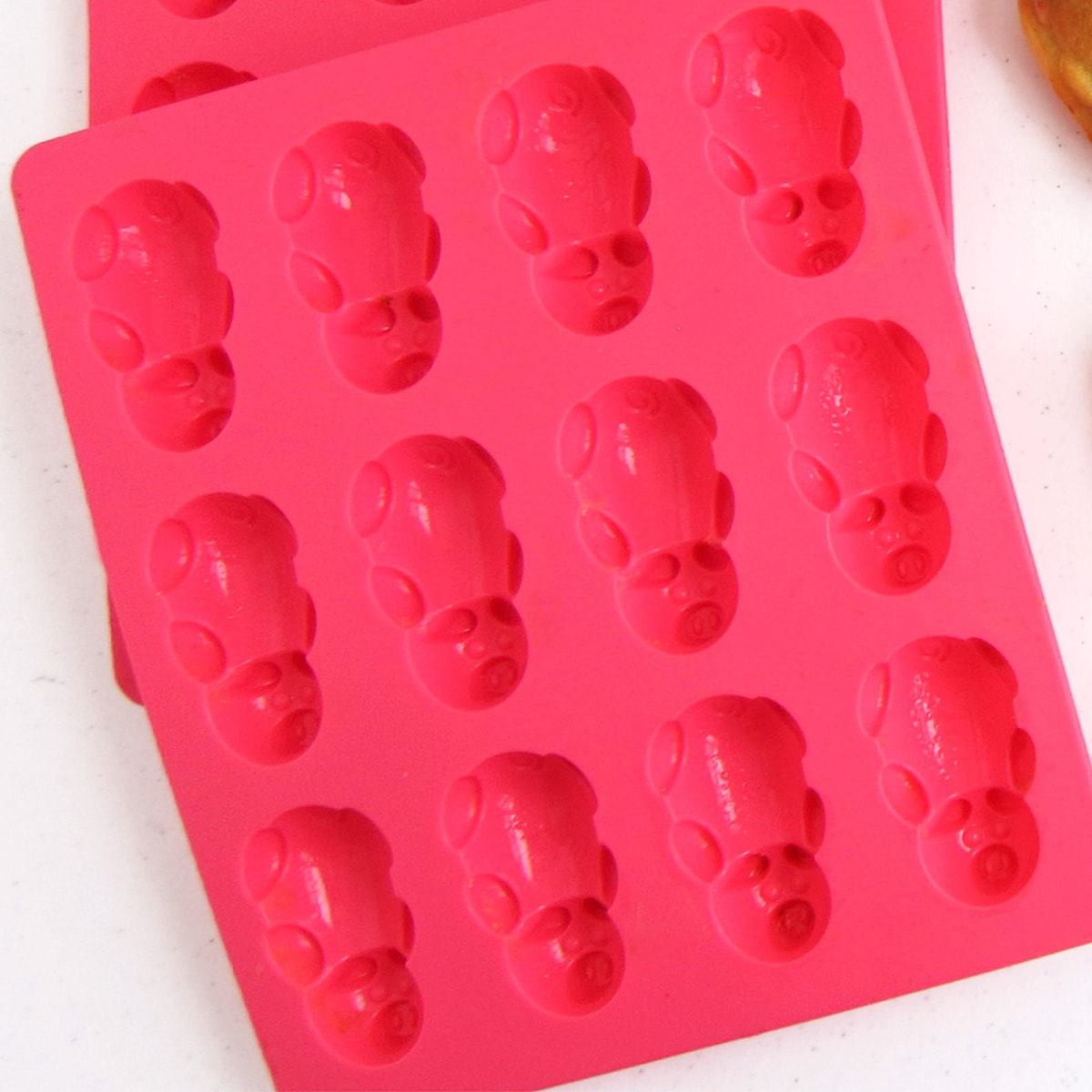 Silicone pig mold for pigs in a blanket pancakes.