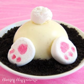 a cute Bunny Butt Cheesecake served on an OREO Cookie crumb crust