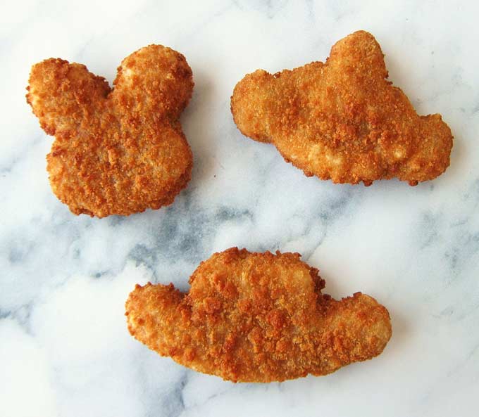 Mozzarella Cheese Sticks shaped like Toy Story 4 characters: Woody's Hat, Space Aliens, and Bunny