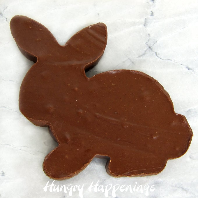 2-ingredient chocolate almond butter fudge Easter bunny