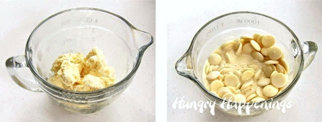 vanilla ice cream ganache in mixing bowls