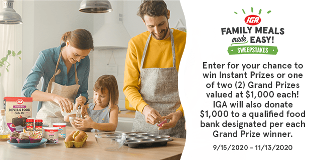 IGA Family Meals Made Easy Sweepstakes